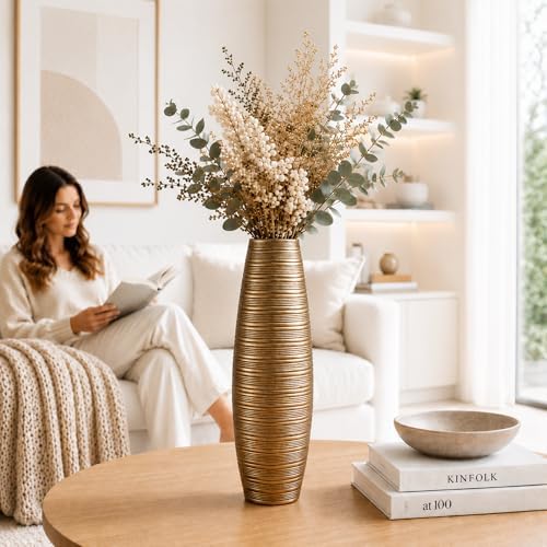 Leewadee Large Floor Vase 20 inches Polyresin for Pampas Grass, Dried Flowers - Image 2