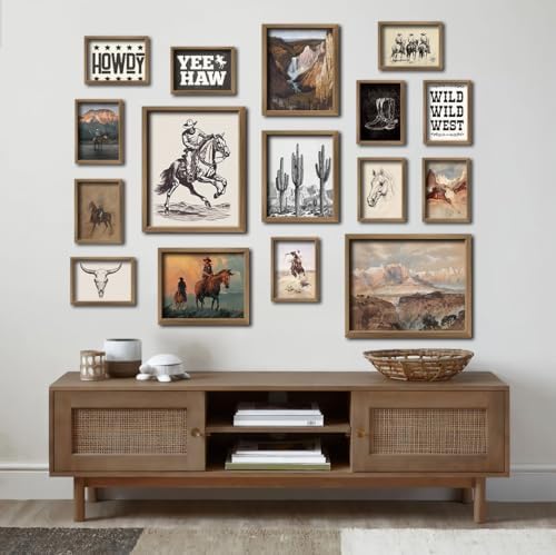 ANERZA 16 PCS Framed Western Wall Art Decor, Southwestern Gallery Wall Frame Set Prints for Bedroom Bathroom, Cowboy Posters for Living Room Aesthetic, Dorm Home Artwork Collage Kit - Image 6