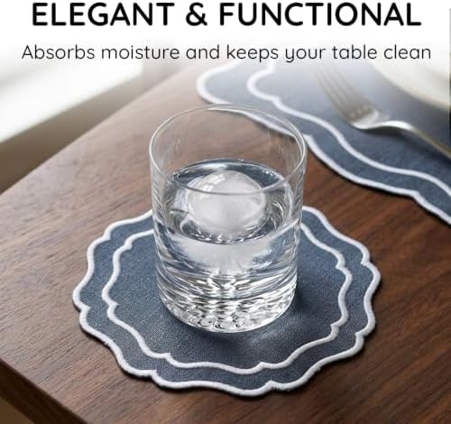 Linen Coasters for Drinks, Set of 6, 4.5 inch, Charcoal - Image 5