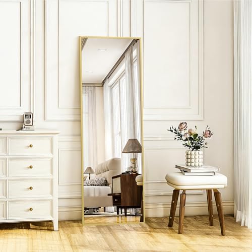 Mirrorons 56"x18" Gold Full Length Mirror, Large Floor Mirror with Stand - Image 2
