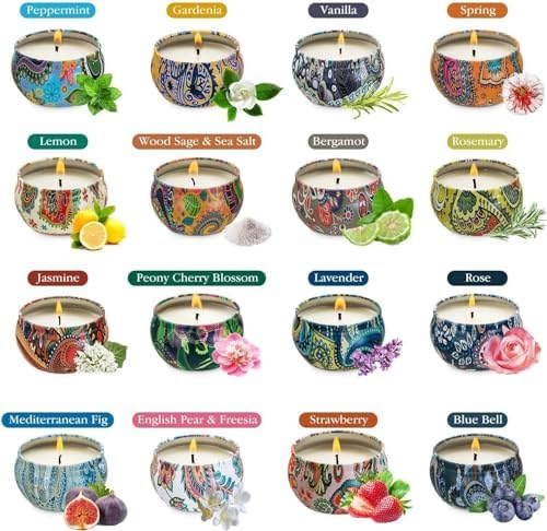 YOROXRG Set 16 Pack Scented Candles Gifts Soy Wax Travel Tin Jar Candles for Home 2.5 OZ Scented Candles for Mom for Christmas, Birthday, Thanksgiving, Mother's Day… - Image 2
