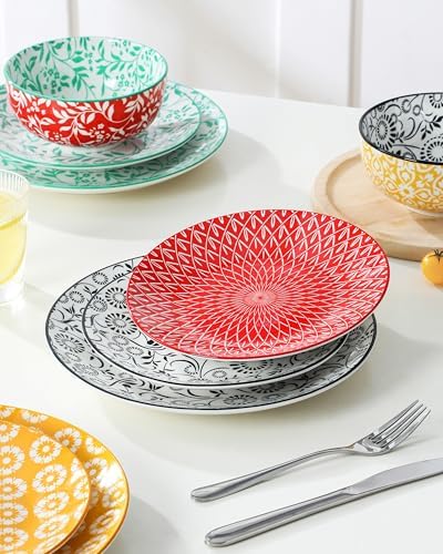 vancasso SELENE Plates and Bowls Set for 6, 18 Pieces Dinnerware Sets, Mircowave and Dishwasher Safe Dishes Set, Porcelain Muted Dinnerware - Image 7