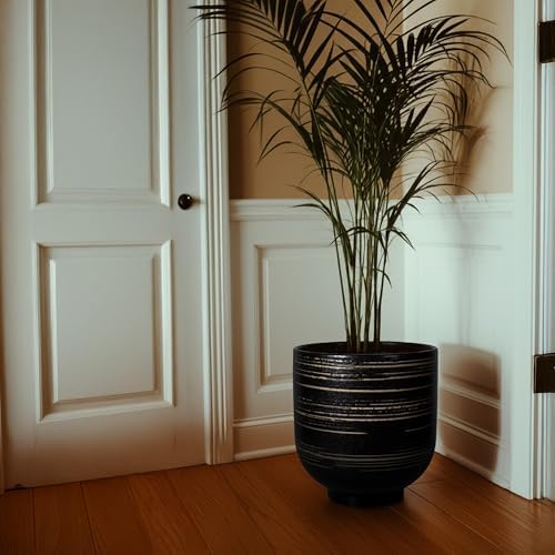 HERDUK Large Black Ceramic Planter for Indoor Trees, Modern Indoor Floor Planter Pot for Olive Trees & Faux Olive Trees, Pottery Planter with Drainage for Real Plants - Image 7