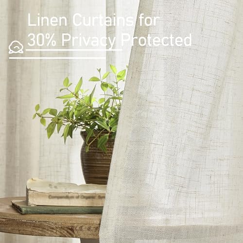 LAMIT Semi Sheer 48 Inch Linen Curtains for Cafe 2 Panel 34 x 48 Inch - Image 5
