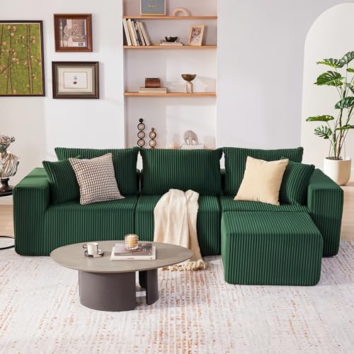 Weture 107.4" Modular Bnoeless Couch, Convertible Sectional Couch, Beige - Image 2