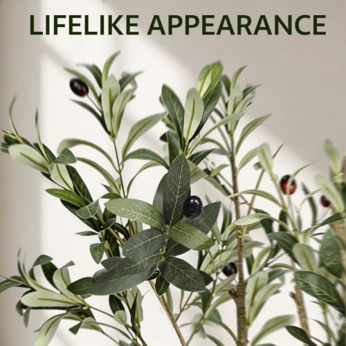 7FT Artificial Olive Tree Indoor with Elegant White Planter - Image 5