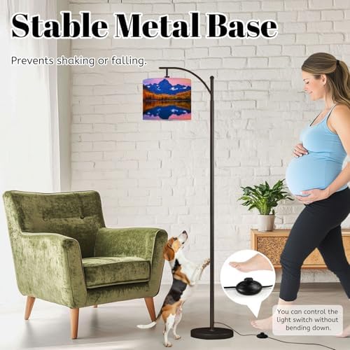Arc Floor Lamp Maroon Bells Autumn Trees Lake Reflections Aspen Colorado Dimmable Modern Standing Lamp with Remote Adjustable Drum Shade Footswitch Tall Pole Lamp for Living Room Bedroom - Image 4