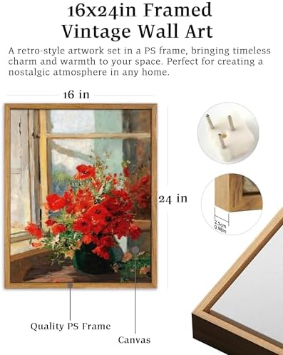UPWOIGH Olga Wisinger-Florian Poppies Framed Wall Art, 16 x 24 Inch - Image 3