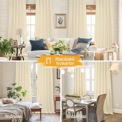 LAMIT Beige Semi Sheer Linen Curtains 84 inches for Living Room 2 Panels - Image 6