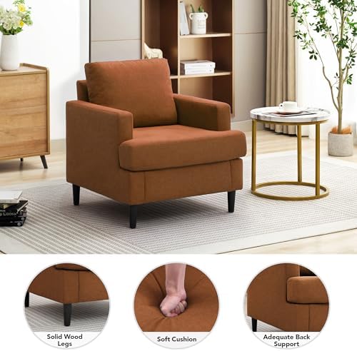 Weture Mid-Century Accent Chair, Orange Armchair Living Room Chairs, 2 Pack - Image 4