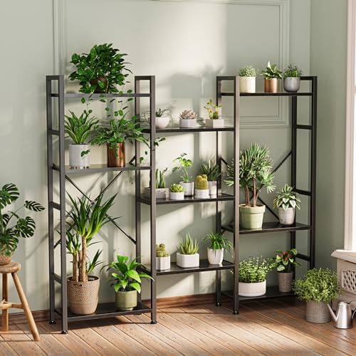 SUPERJARE Triple Bookshelf, Bookcase with 11 Open Display Shelves, Wide Book Shelf Book Case for Home & Office, 4 Tier, Black - Image 4