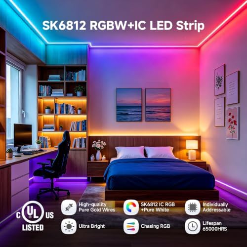 BTF-LIGHTING RGB+Natural White SK6812 LED Strip 16.4FT 300LED DC5V IP30 - Image 6