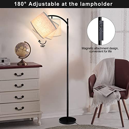 ROTTOGOON Floor Lamp for Living Room, 4 Color Temperature LED Floor Lamp with Remote Control & Foot Switch, LED Bulb Included, Modern Standing Lamp for Bedroom, Study Room, Office - Black - Image 4