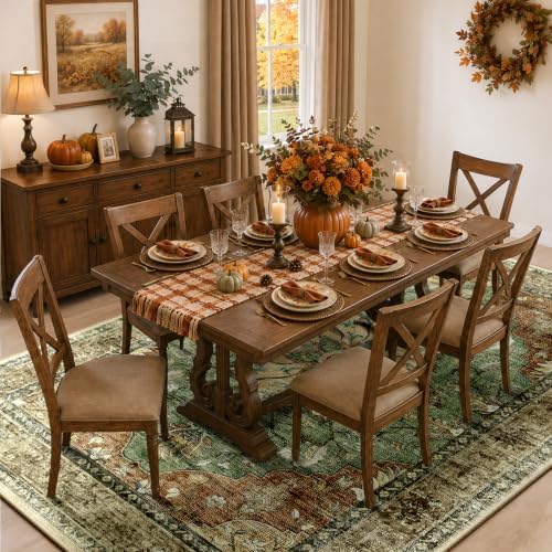 RELEANY Washable Area Rug, Large 9'x12', Brick/Brown/Green - Image 3