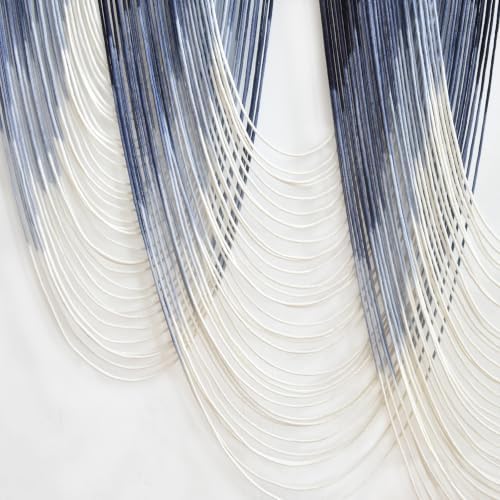 Macrame Wall Hanging Dip-Dyed Navy Blue Boho Wall Art Yarn 57" W*41" L - Image 7