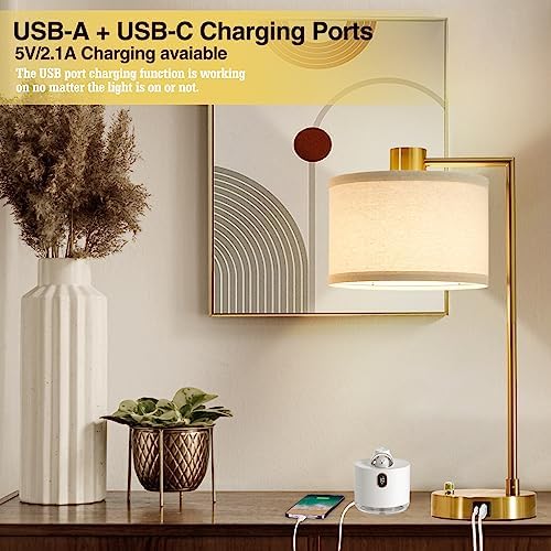 Gold Table Lamp Set of 2, Dimmable Bedside Lamps for Night Stands, USB A+C - Image 5