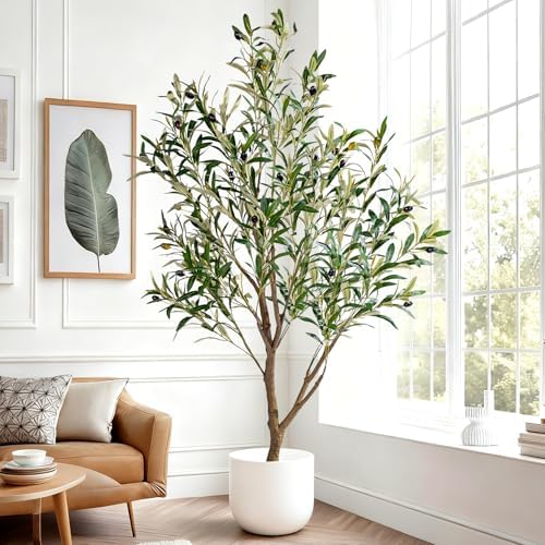 Erimda 5ft Artificial Olive Tree, Realistic Faux Olive Plant with Hand-Placed Fruits, Sturdy Fake Olive Tree for Living Room, Office, Modern Farmhouse Home Decor - Image 2