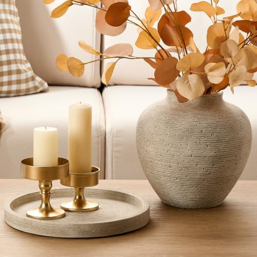 Vanselia Ceramic Flower Vase Home Decor - Large Tall Farmhouse Table Vases Rustic Vintage Living Room Kitchen Bedroom Decorations for House Book Shelf Office Coffee Desk Dining Fireplace (10" Retro) - Image 6