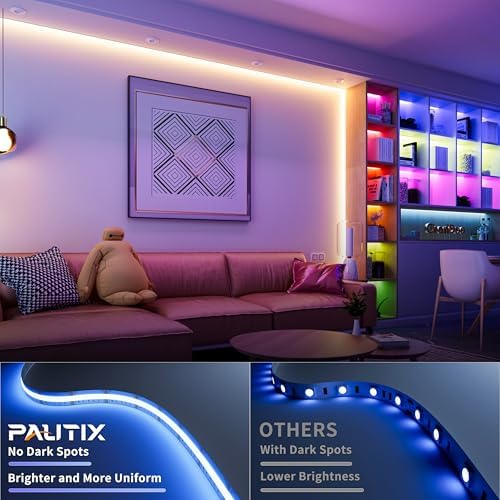 PAUTIX COB LED Strip Lights,20ft RGB+CCT 2700K-6500K White LED Lights,Dimmable Color Changing RGB LED Strip Light,with Remote/APP Control,for Kitchen Cabinets,Ceiling,Party DIY Lighting Projects - Image 2