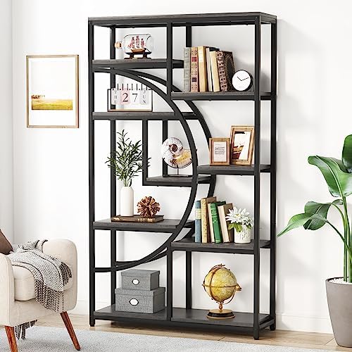 Tribesigns Industrial Bookshelf Bookcase with 9 Open Shelf (Grey) by Tribesigns