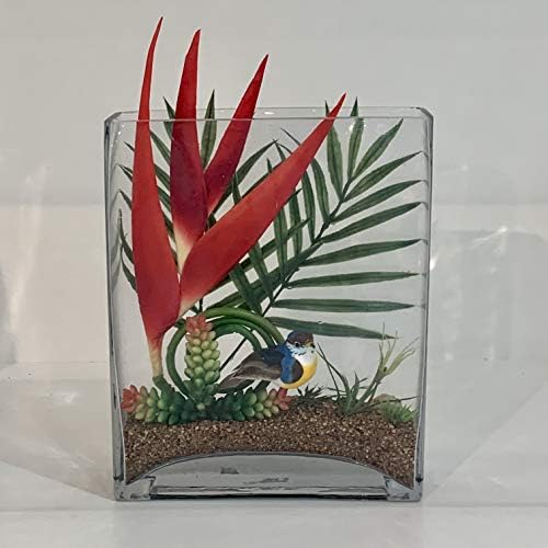 WGV Tall Rectangle Block Vase, Width 2", Length 8", Height 10", Clear Glass Floral Container Wedding Party Event Home Office Decor, 1 Piece - Image 6