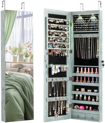 GIANTEX Wall or Door Mounted Jewelry Armoire with Full Length Mirror, 47.5" by Giantex