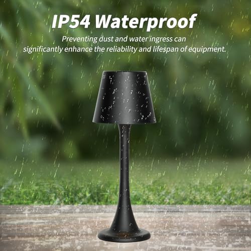 Mr. White Outdoor Waterproof Cordless Rechargeable Portable Touch Battery Operated Powered Table Lamp for Restaurant Kitchen Patio Dinner Dining (Black) - Image 3