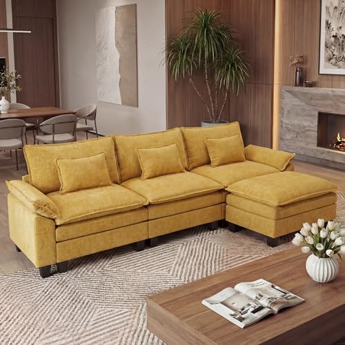 URRED Oversized Modular Sectional Sofa，Yellow：122" L Shaped by URRED