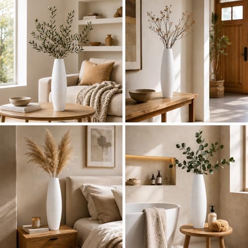 Leewadee Large Floor Vase 20 inches Polyresin for Pampas Grass, Dried Flowers - Image 6