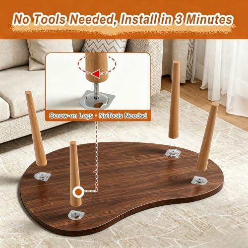 Coffee Table Low Table with Solid Wood Legs, 31.5x19.7" Large Coffee Table Side Table, Floor Table Desk for Sitting on The Floor, Living Room Furniture for Office Apartment Home, Mango Walnut - Image 5