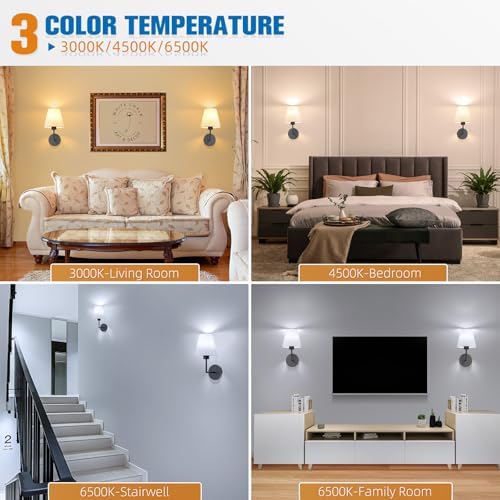 NIORSUN 13.8 inch Battery Operated Wall Sconce Set of 2,Black Rechargeable Wall Lights with 10400mAh Dimmable Detachable Bulbs and Remote,9 Colors Wireless Sconces for Bedroom Living Room Hallway - Image 4