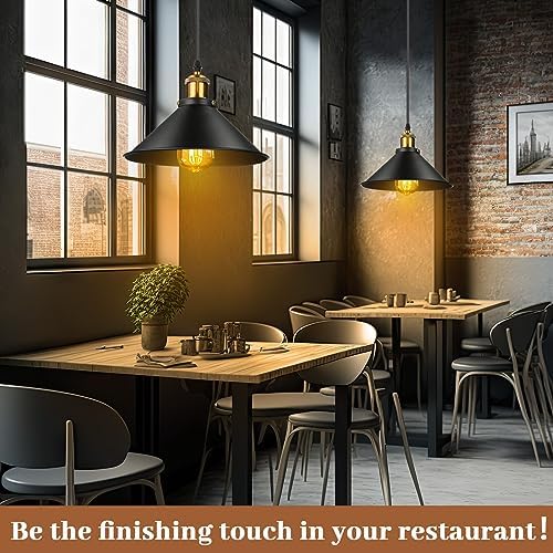 Retisee 12 Pcs Industrial Pendant Light, Vintage Metal E26 Base, Black - Image 5
