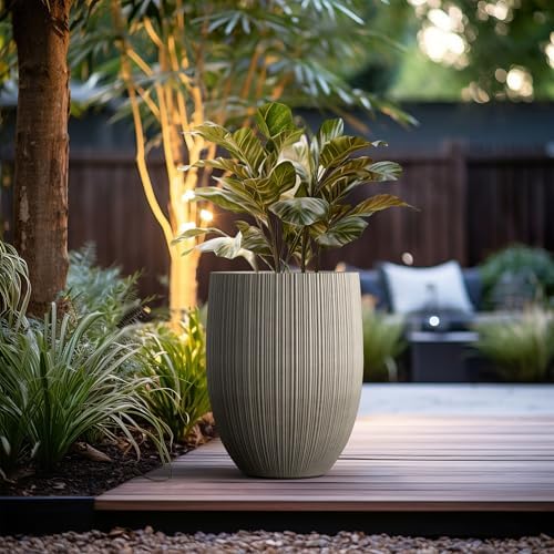 Kante Large Round Bullet Weathered Concrete Planter 21.7" Tall, Outdoor - Image 6