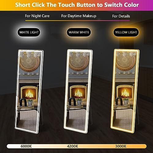 Sweetcrispy LED Full Length Floor Mirror, 65"x21" Lighted Full Body Mirror - Image 3