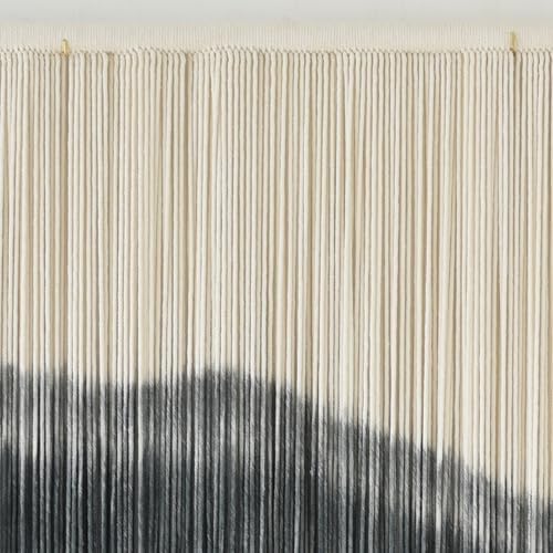 Jakalin Macrame Wall Hanging Black Dip Dye Fiber Tapestry Handmade 57"x35" - Image 6