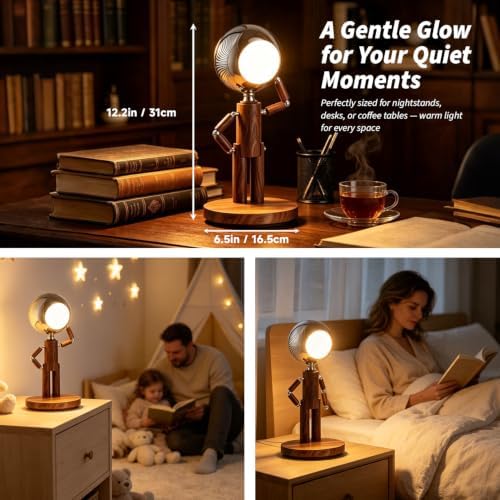 Cordless Table Lamp Wooden Rechargeable Touch Dimming Bedside - Image 7