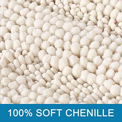 H.VERSAILTEX Bath Mats for Bathroom Non Slip Extra Thick Chenille Striped Bath Rug 24" x 36" Absorbent Non Skid Fluffy Soft Shaggy Rugs Washable Dry Fast Plush Mats for Indoor, Bath Room, Tub - Ivory - Image 3