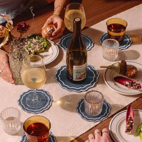 Linen Coasters for Drinks, Set of 6, 4.5 inch, Charcoal - Image 6
