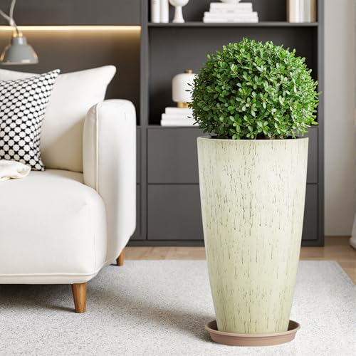 QCQHDU 21 inch Tall Planters for Outdoor & Indoor Plants, 2 Pack Sturdy Plant-Flower-Tree Pots for Front Porch Patio Deck Living Room Decor - Image 6