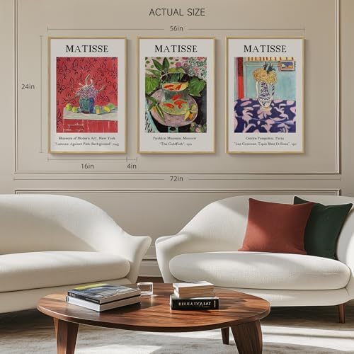 Framed Matisse Wall Art for Living Room, Large 3 Pieces Famous Paintings Colorful Canvas Artwork for Walls, Vintage Botanical Floral Pictures Prints for Bedroom Hallway Home Office Wall Decor 16x24 - Image 3