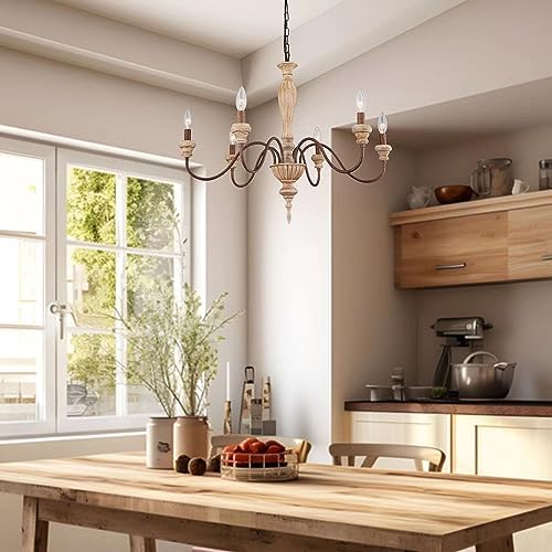 6 Light 28in Farmhouse French Country Chandelier for Dining Room - Image 6