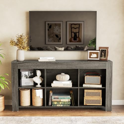 LITTLE TREE TV Stand with Storage, 63-Inch Entertainment Center with Shelves, Modern Media Console for Television up to 65" for Living Room, Bedroom, Gray + Dark Gray - Image 2