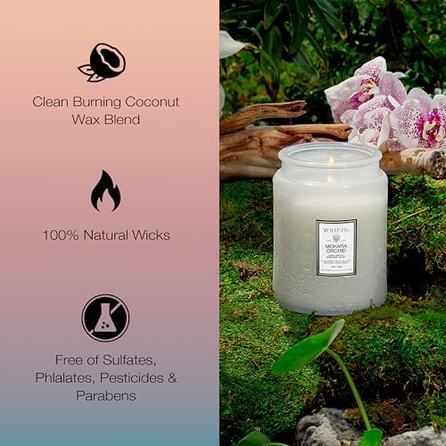 Voluspa Mokara Orchid Large Scented Candle Jar 18 Oz, 100 Hr Burn - Image 4