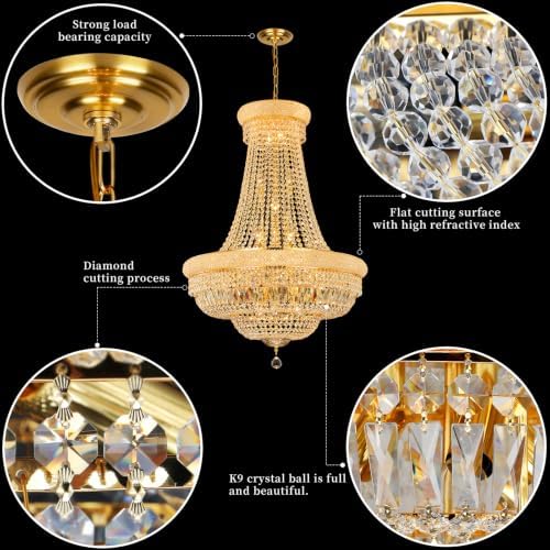 Gold Crystal Chandeliers for Dining Room，28-Lights D30 Inch - Image 5