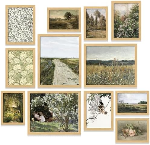 97 Decor Vintage Framed Wall Art, 12 Pcs Landscape Prints, Beige Frame by 97Decor