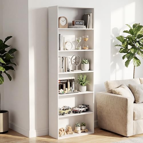 GRUSIGN 71" Tall 6-Tier Bookshelf, Large Open Display Bookcase with Ample Storage, Floor Standing Book Shelf for Living Room, Home Office, Bed Room, White by GRUSIGN