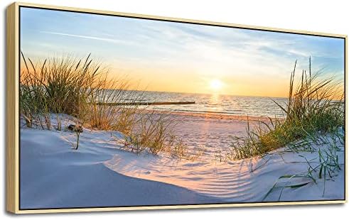 MHARTK66 Framed Wall Art for Living Room Modern Wall Decor for Bedroom Beach Landscapes Painting Coastal Picture Ocean Sunset Artwork for Walls Canvas Prints for Bathroom Office Large Home Decorations by MHARTK66