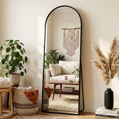 Full Length Mirror, 58" x 19" Arched Full Body Mirror Large Standing Floor Mirrors, Mirrors for Bedroom, Bathroom, Living Room Standing or Wall Leaning, Black - Image 2