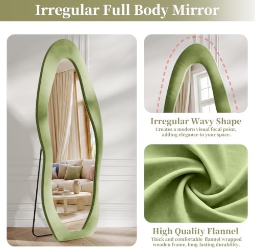 Koonmi Full Length Mirror 71"x30", Irregular Flannel Floor Mirrors - Image 2