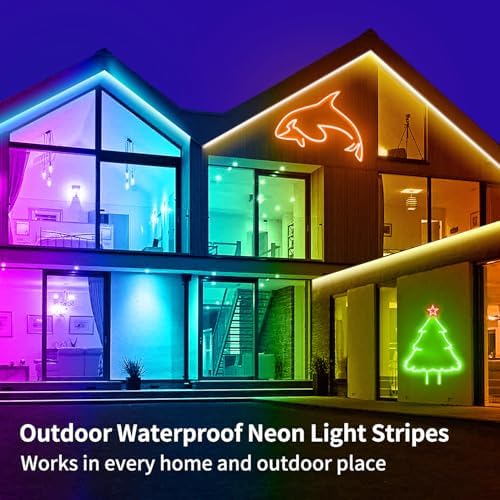 segrass 16.4FT Neon Rope Light,Flexible Led Rope Lights Control with App/Remote,Multiple Mode Rope Lights,IP65 Outdoor RGB Led Neon Lights Waterproof,Music Sync Gaming Led Neon Light Strip for Bedroom - Image 5